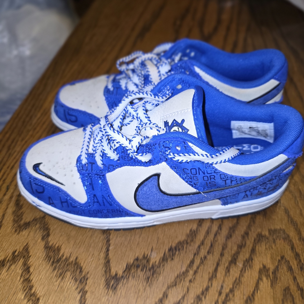 Nike Blue and White Sneakers with Padded Collar